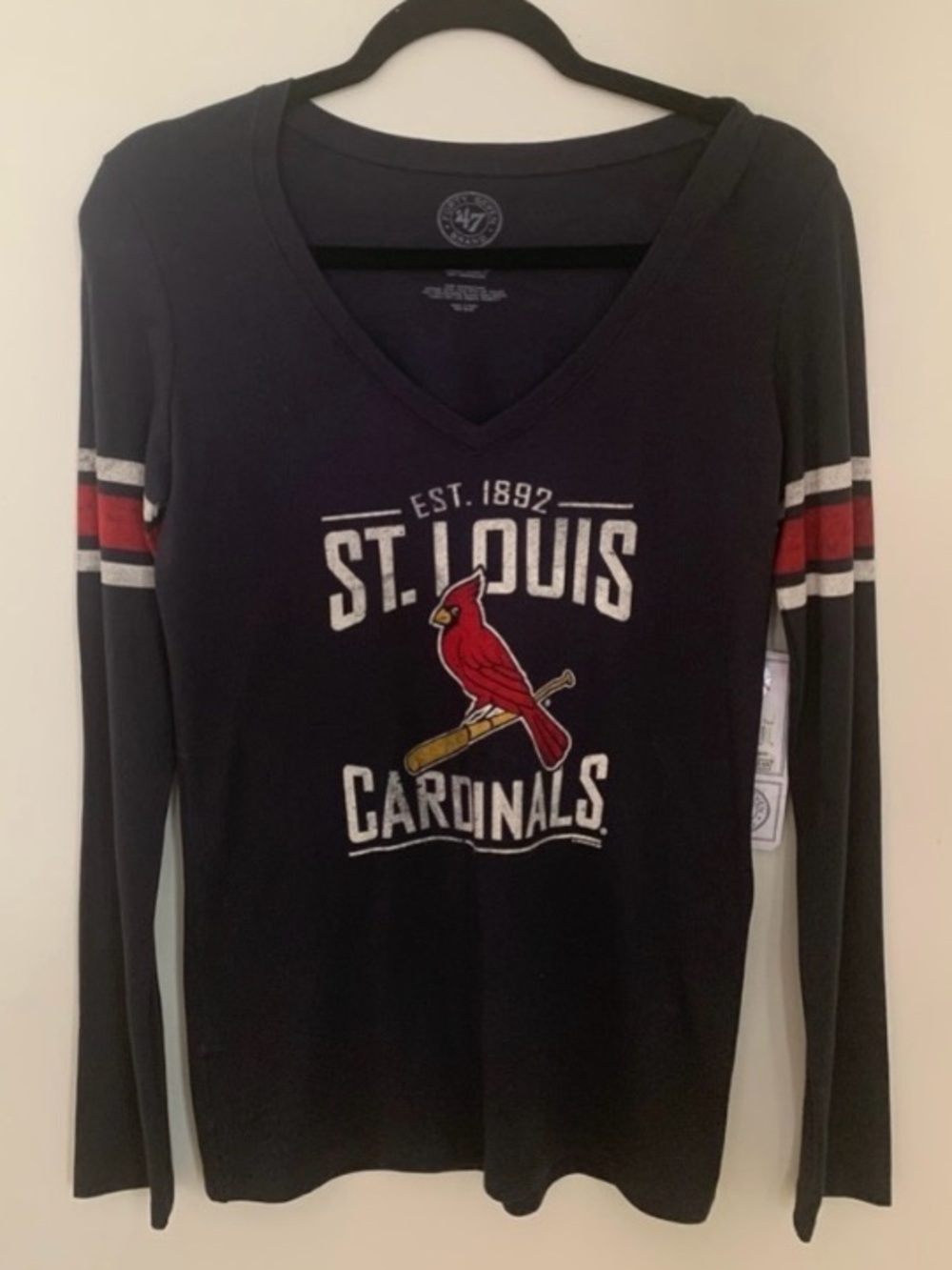 St Louis Cardinals Long Sleeve Navy 
Blue V-Neck TSHIRT